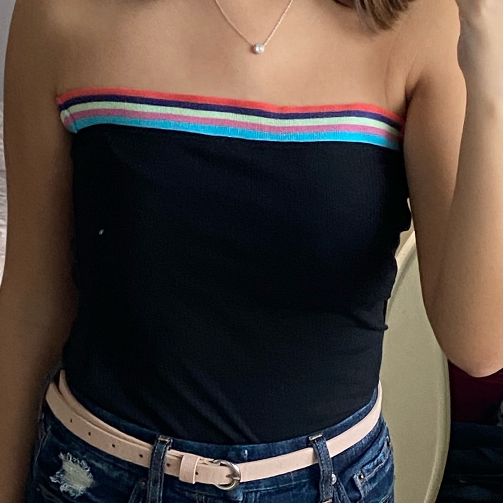 Black striped tube top